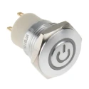 RS PRO Illuminated Panel Mount Push Button Switch SPST 16 mm Cutout Blue LED IP67 36 V dc MPB16