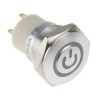 RS PRO Illuminated Panel Mount Push Button Switch SPST 16 mm Cutout Blue LED IP67 36 V dc MPB16