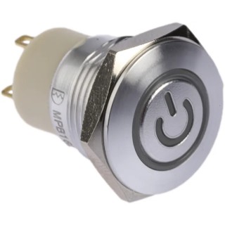 RS PRO Illuminated Push Button Switch Latching Panel Mount 16 mm Cutout SPST Blue Red LED IP67 36 V dc MPB16