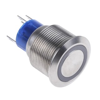 RS PRO Illuminated Momentary Push Button Switch Panel Mount 22.2 mm Cutout SPDT Red LED IP67 36V DC 250V AC MPB22