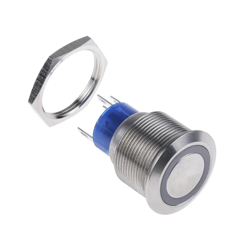 RS PRO Illuminated Momentary Push Button Switch Panel Mount 22.2 mm Cutout SPDT Red LED IP67 36V DC 250V AC MPB22