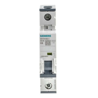 Siemens SENTRON Miniature Circuit Breaker, 1-Pole, 6A, Type C, 400V AC, 60V DC, 10 kA Breaking Capacity 5SY4106-7