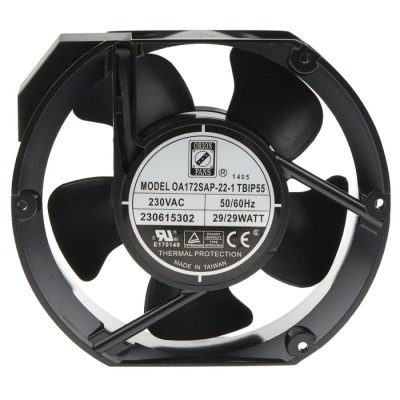 RS PRO OA172S Series Axial Fan 230V AC 29W 383.9 m³/h 3400 RPM IP55 Ball Bearing 172 mm 175-9789
