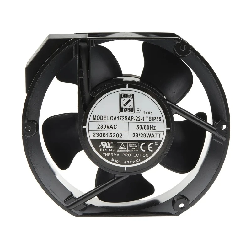 RS PRO OA172S Series Axial Fan 230V AC 29W 383.9 m³/h 3400 RPM IP55 Ball Bearing 172 mm 175-9789