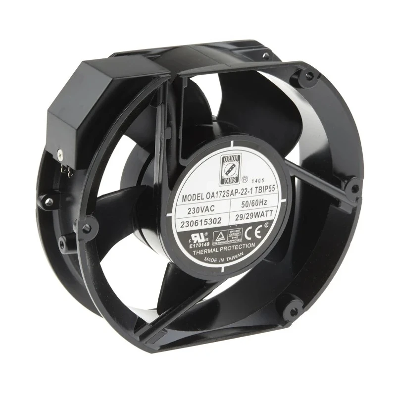 RS PRO OA172S Series Axial Fan 230V AC 29W 383.9 m³/h 3400 RPM IP55 Ball Bearing 172 mm 175-9789