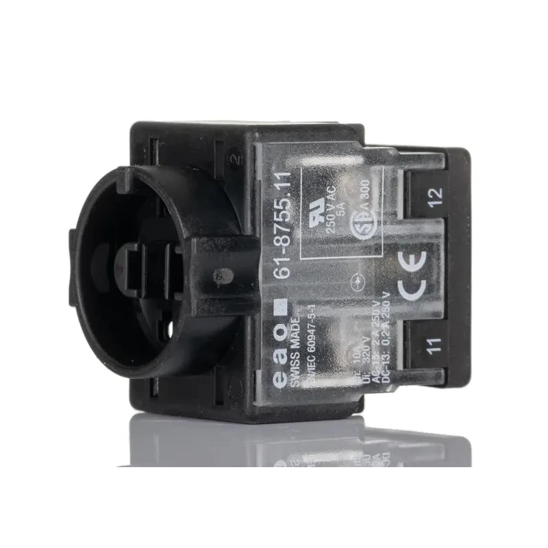 EAO Push Button Contact Block 61 Series, Screw Terminal, 5A Current, 250 V AC/DC, 1 CO 61-8755.11