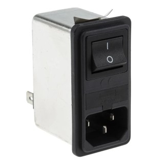 RS PRO 250V AC 6A Snap-in IEC Filter Male 2 Pole 1 Fuse Faston 386-4217