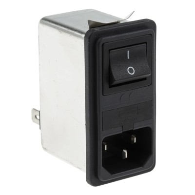 RS PRO 250V AC 6A Snap-in IEC Filter Male 2 Pole 1 Fuse Faston 386-4217