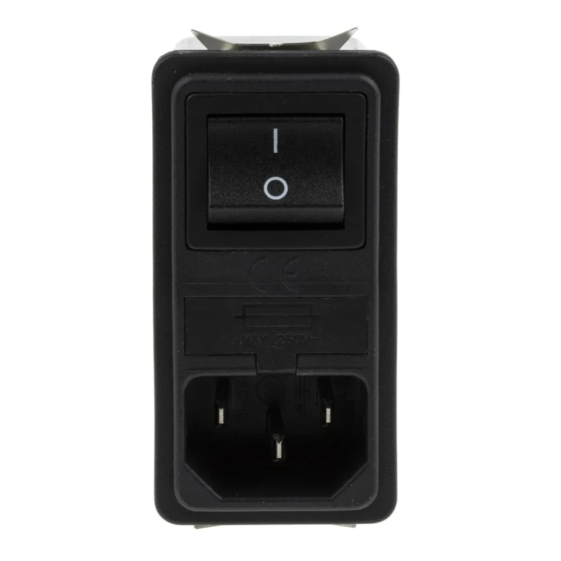 RS PRO 250V AC 6A Snap-in IEC Filter Male 2 Pole 1 Fuse Faston 386-4217