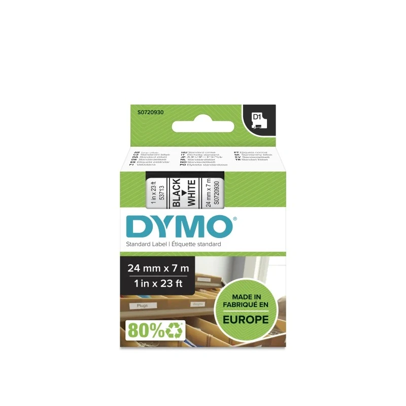 Dymo Black on White Label Printer Tape 24 mm Width 7 m Length S0720930