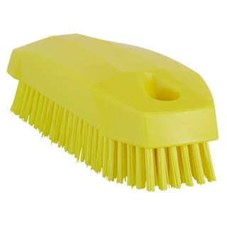 Vikan Hard Bristle Yellow Scrubbing Brush Nail Brush, 17 mm Polyethylene Terephthalate Bristle, Polypropylene Handle 64406