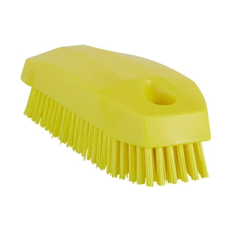 Vikan Hard Bristle Yellow Scrubbing Brush Nail Brush, 17 mm Polyethylene Terephthalate Bristle, Polypropylene Handle 64406