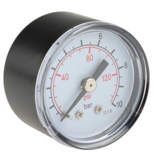 RS PRO Pressure Gauge 0-10 bar, 40 mm Diameter, Back Entry, Analogue Manometer 176-1718
