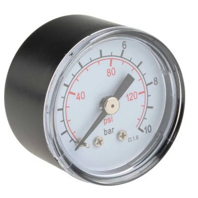 RS PRO Pressure Gauge 0-10 bar, 40 mm Diameter, Back Entry, Analogue Manometer 176-1718