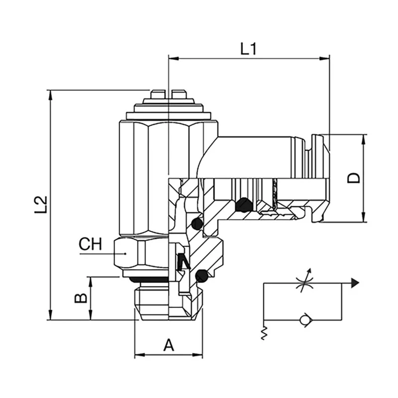 RS PRO Flow Controller Flow Regulator 176-1882, Maximum Operating Pressure 10 bar, -20°C to 80°C, Multi-material Construction
