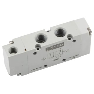 RS PRO Pneumatic 5/2 Monostable Solenoid Valve Aluminium Body 1/4 in Port Size 176-2107