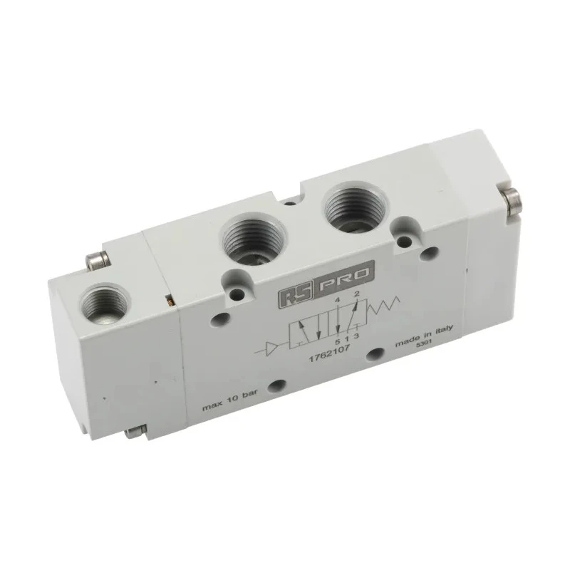 RS PRO Pneumatic 5/2 Monostable Solenoid Valve Aluminium Body 1/4 in Port Size 176-2107
