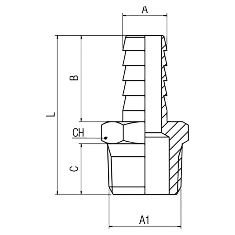 RS PRO Stainless Steel Hose Connector 16 mm ID Threaded 1/2 in Male, 140 bar, Series 62340 176-2206