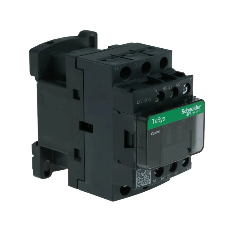Schneider Electric Contactor, 230V AC Coil Voltage, 3-Pole, 18A Current, 7.5kW Power Rating, 3 NO Contacts, 690V AC LC1D