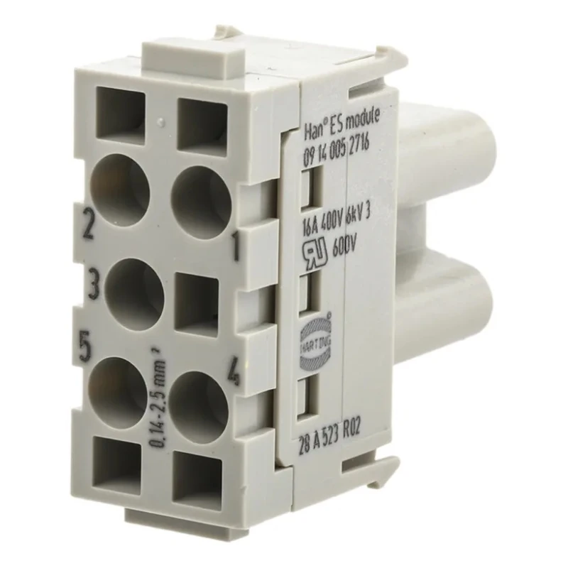 HARTING Heavy Duty Power Connector Module 16A HAN Modular Series Female 5 Contacts 09140052716