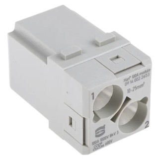 HARTING Heavy Duty Power Connector Module 100A 1000V HAN Modular Series Male 2 Contacts 09140022653