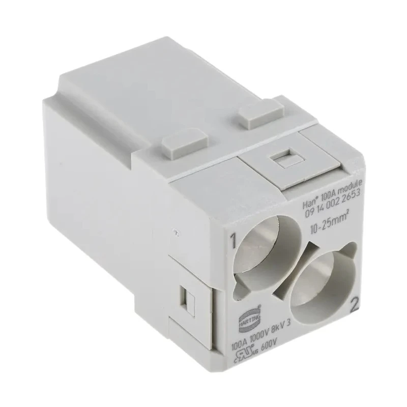 HARTING Heavy Duty Power Connector Module 100A 1000V HAN Modular Series Male 2 Contacts 09140022653