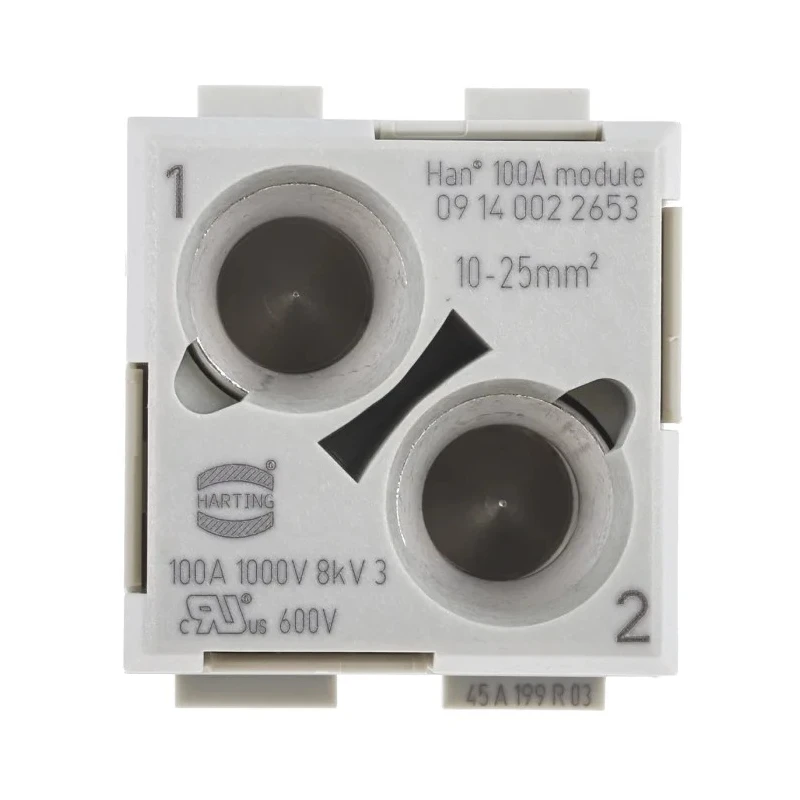 HARTING Heavy Duty Power Connector Module 100A 1000V HAN Modular Series Male 2 Contacts 09140022653