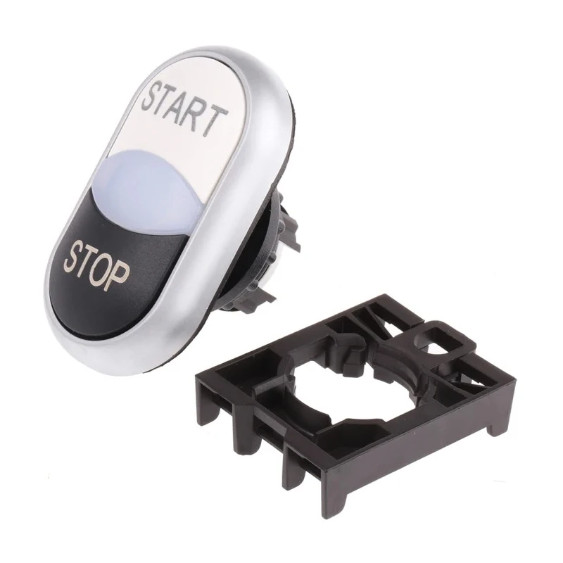 Eaton RMQ Titan M22 Series Black, White Momentary Double Oval Illuminated Push Button Head 78635828 M22-DDL-WS-GB1/GB0+M22-A