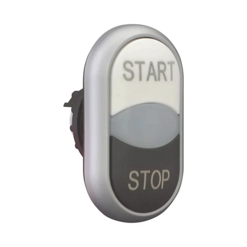 Eaton RMQ Titan M22 Series Black, White Momentary Double Oval Illuminated Push Button Head 78635828 M22-DDL-WS-GB1/GB0+M22-A