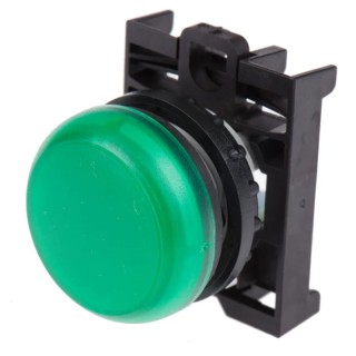 Eaton Green Pilot Light Head, 22.5 mm Cutout, Flush Mount, Plastic Bezel, IP69K Rated RMQ Titan M22 78635860 M22-L-G+M22-A