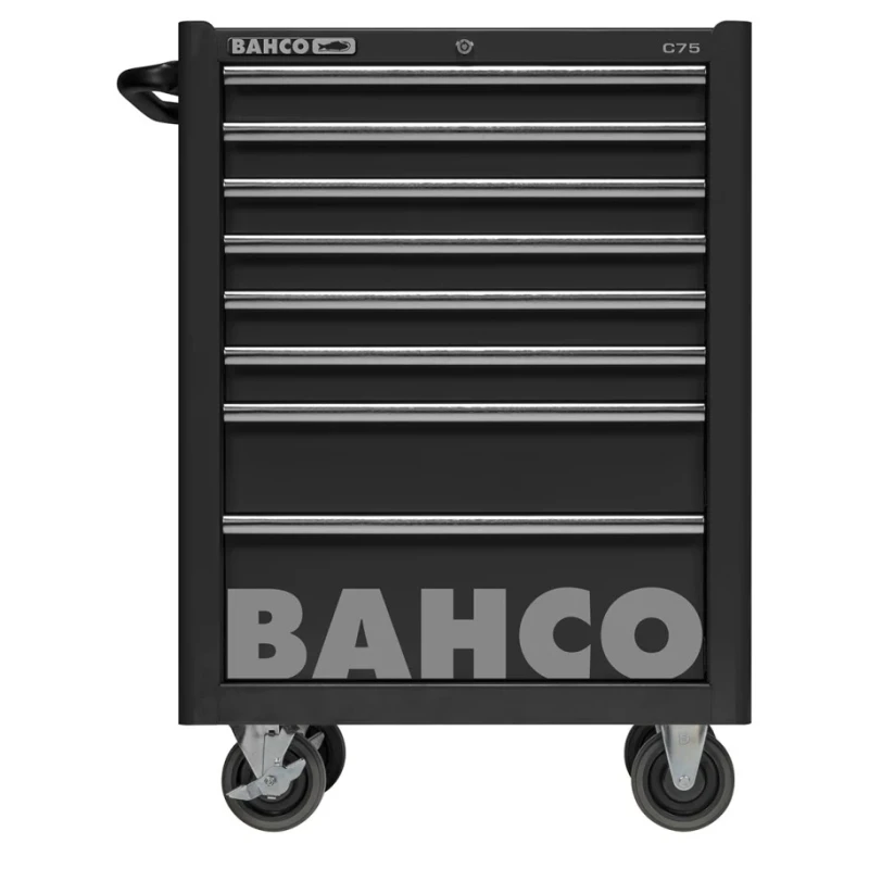 Bahco 8 Drawer Wheeled Tool Trolley Solid Steel with 600kg Load Capacity 763x677x956mm 1475K8BLACK