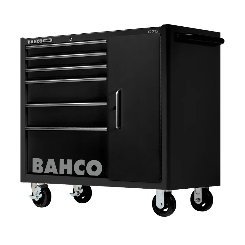 Bahco Solid Steel 6 Drawer Wheeled Tool Trolley Black Load Capacity 1100kg 1475KXL6CBLACK