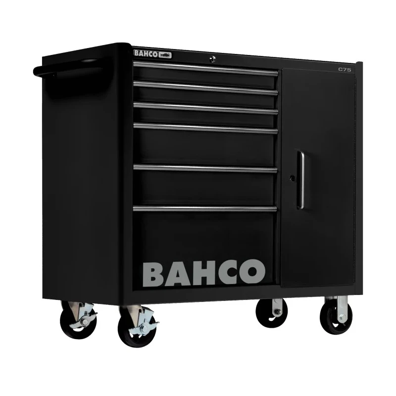 Bahco Solid Steel 6 Drawer Wheeled Tool Trolley Black Load Capacity 1100kg 1475KXL6CBLACK