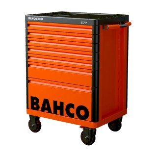 Bahco 7 Drawer Wheeled Roller Cabinet Solid Steel Load Capacity 1000kg Orange 1477K7