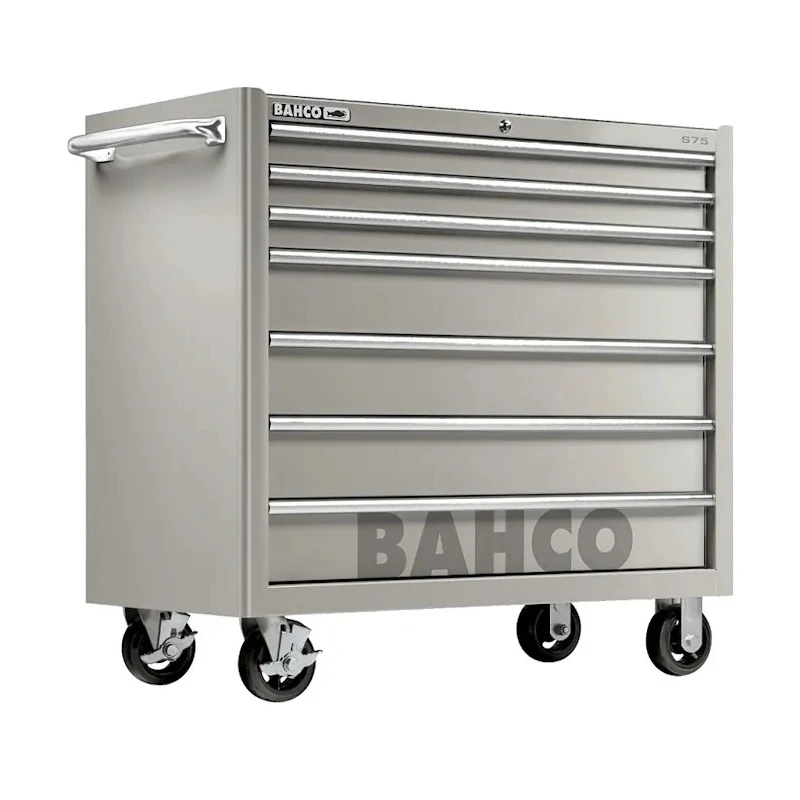 Bahco 7 Drawer Wheeled Roller Cabinet Stainless Steel, 986x501x1100mm, 900kg Load Capacity 1475KXL7SS