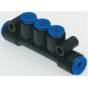 SMC Pneumatic 3 Outlet Manifold Polybutylene Terephthalate Material 1 Mpa Pressure KM13-08-10-3