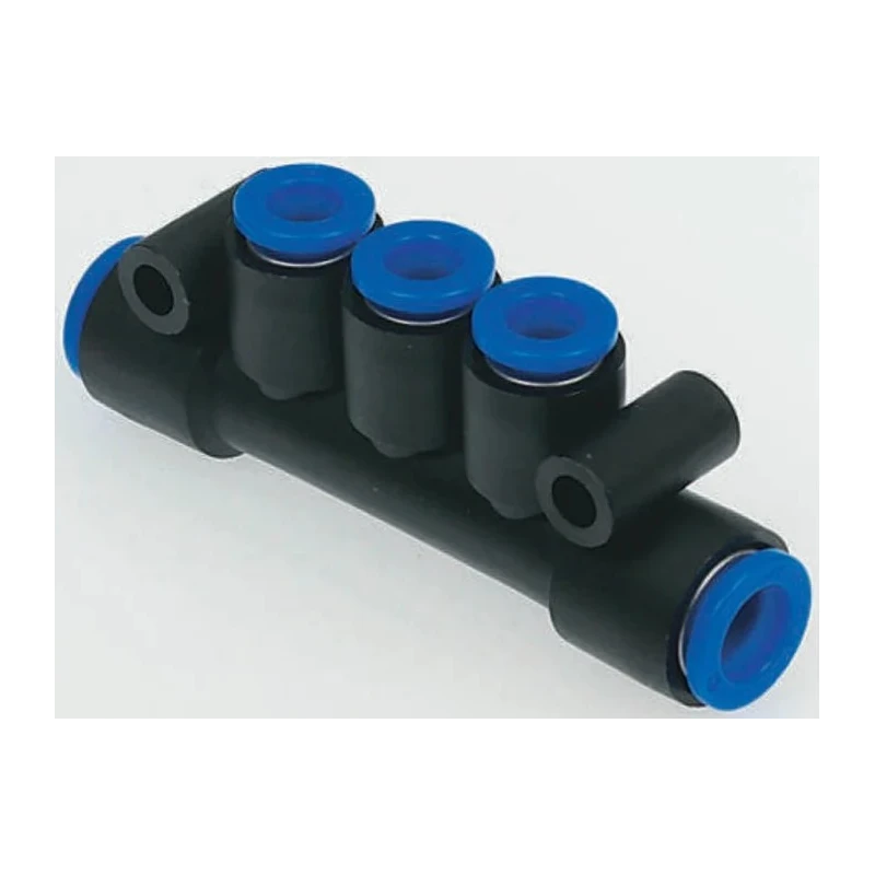 SMC Pneumatic 3 Outlet Manifold Polybutylene Terephthalate Material 1 Mpa Pressure KM13-08-10-3