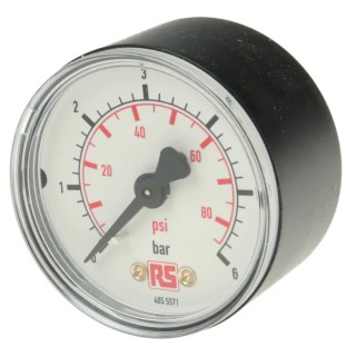WIKA Plastic Case 50 mm Dial Size 1/4 in G BSPT Copper Alloy Pressure Connection Pressure Gauge 6 bar 7203522