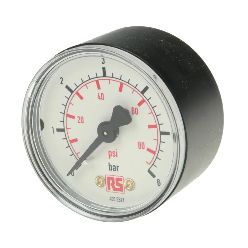 WIKA Plastic Case 50 mm Dial Size 1/4 in G BSPT Copper Alloy Pressure Connection Pressure Gauge 6 bar 7203522