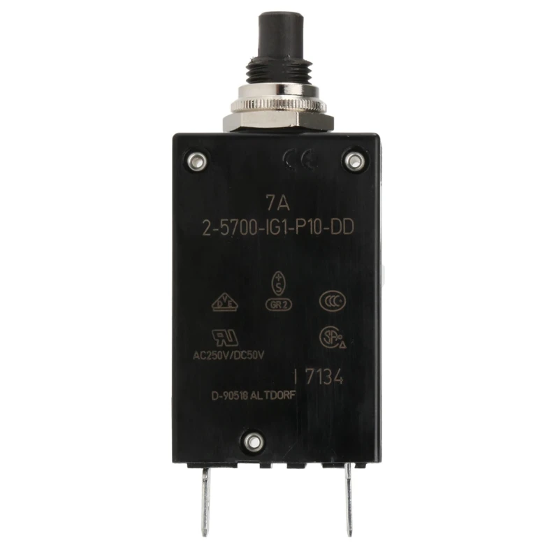 ETA Thermal Overcurrent Circuit Breaker 7A Current Rating 1-Pole Panel Mount 250V AC 50V DC 2-5700-IG1-P10-DD-000040-7A