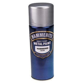 Hammerite 400 ml Silver Hammered Spray Paint Water-Based Direct To Rust Metal Paint 5084783