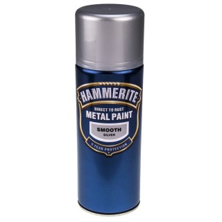 Hammerite 400 ml Silver Smooth Spray Paint Direct To Rust Metal Paint Smooth Aerosol 5084785