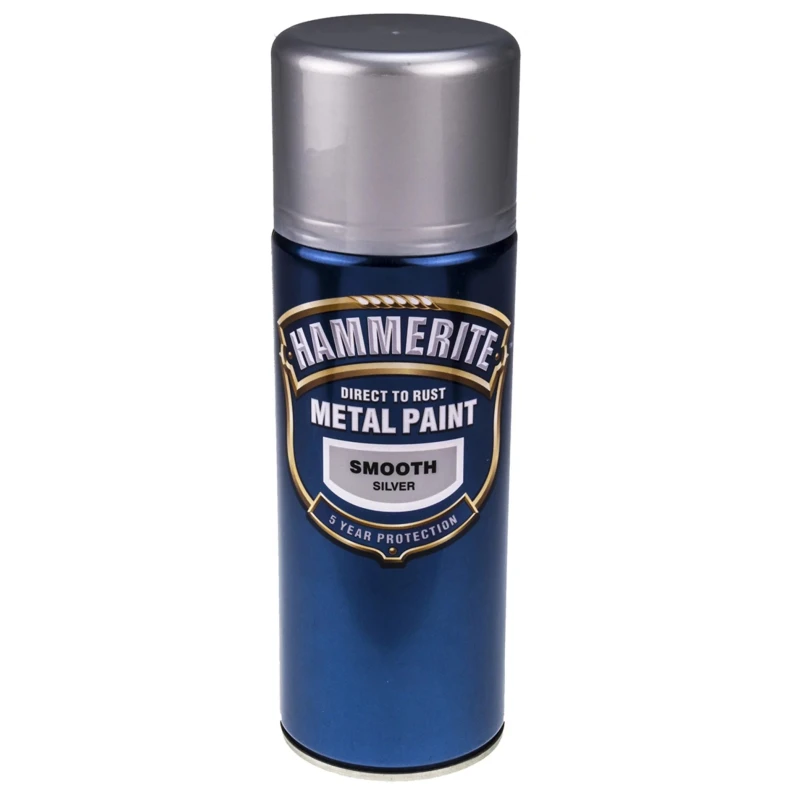 Hammerite 400 ml Silver Smooth Spray Paint Direct To Rust Metal Paint Smooth Aerosol 5084785