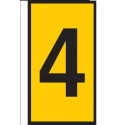 HellermannTyton Snap-On Cable Marker Black Pre-Printed "4", Yellow Marker, 3.8 mm Max Cable Diameter, 2.8 mm Min Cable WIC2