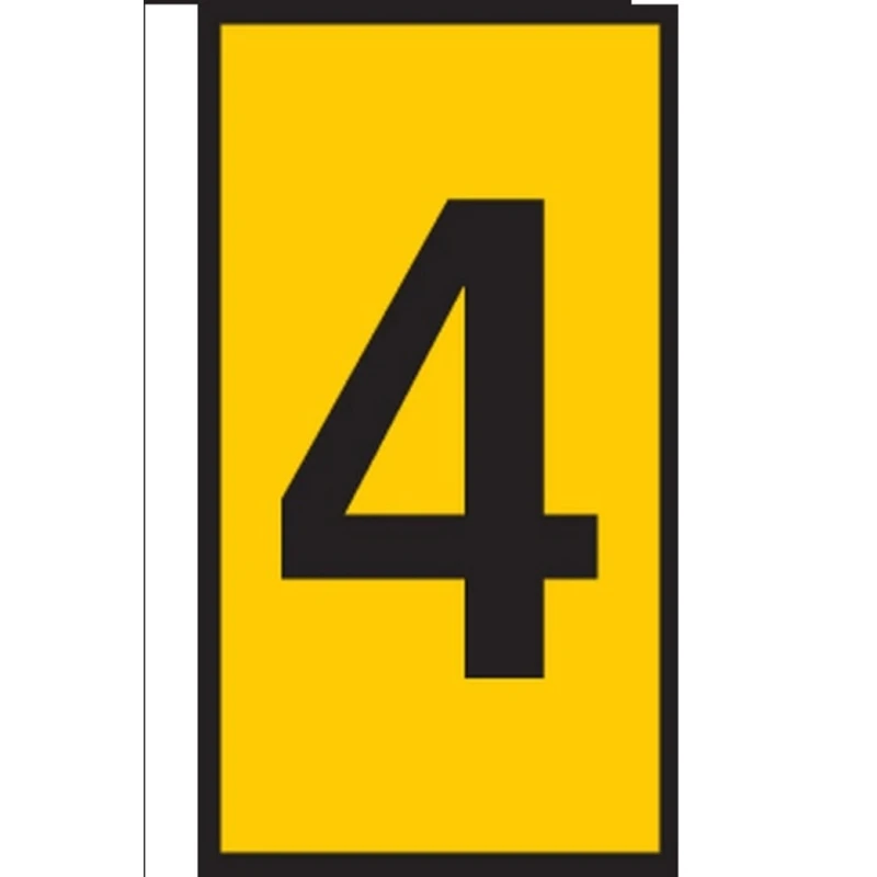 HellermannTyton Snap-On Cable Marker Black Pre-Printed "4", Yellow Marker, 3.8 mm Max Cable Diameter, 2.8 mm Min Cable WIC2