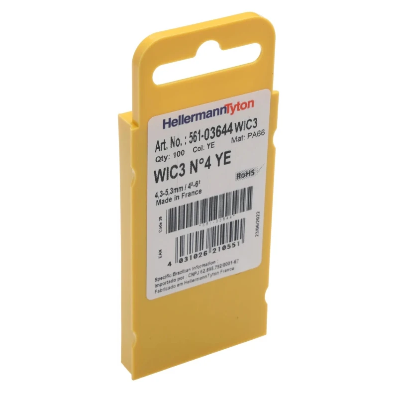 HellermannTyton Pre-Printed Snap-On Cable Marker Black Legend 4 for 4.3 to 5.3 mm Cable Diameter Polyamide 561-03644 WIC3