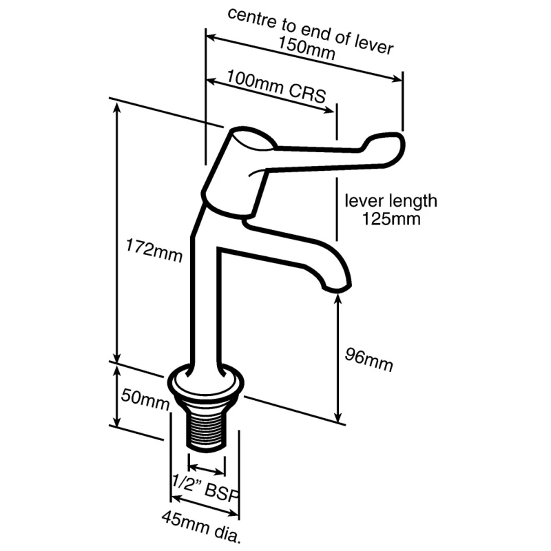 Pegler Yorkshire Chrome Brass Quarter Turn Lever Handle High Neck Hot Sink Tap BSP 333021