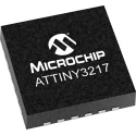 Microchip 8-bit AVR Microcontroller with 32kB Flash, 2kB SRAM, 20 MHz Clock, 24-Pin VQFN Package ATTINY3217