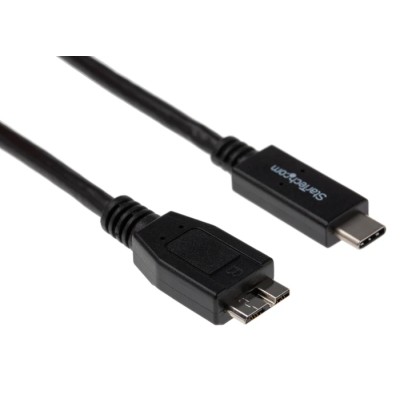 StarTech.com USB 3.1 High-Speed Male USB 3.2 Type C to Male Micro USB Type B Cable, Black PVC Jacket, 500mm USB31CUB50CM