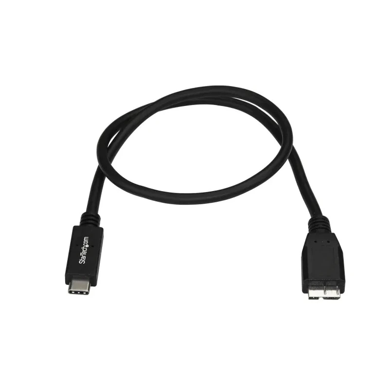 StarTech.com USB 3.1 High-Speed Male USB 3.2 Type C to Male Micro USB Type B Cable, Black PVC Jacket, 500mm USB31CUB50CM